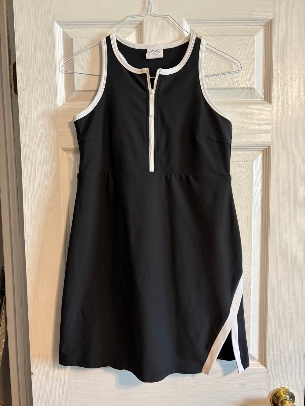 Sage Collective Black Tennis Dress White Trim Quarter Zip Activewear L
